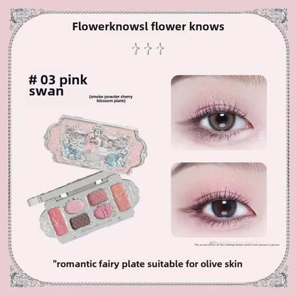 Flower Knows Makeup Sets Swan Ballet Series Gift Box Lipstick Blush Eyeshadow Palette Handheld Mirror Makeup Gift Box