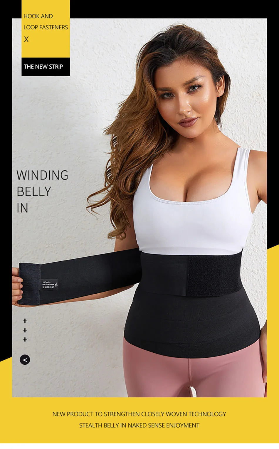 Women Hook and Loop Abdominal Slimming Bandages with Elastic Wrap Daily Use and Effective for Post-Gym Maternity Supplies