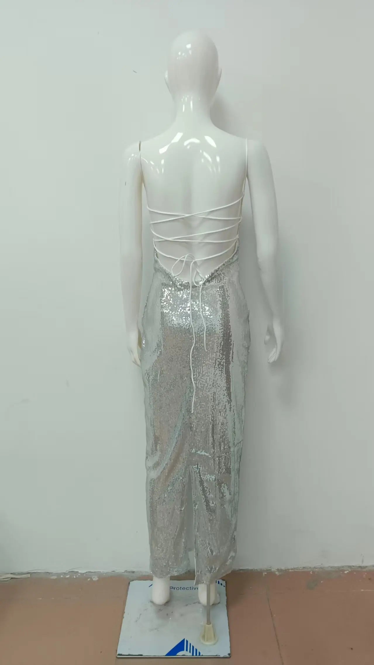 Sexy Sequin Backless Bandage Long Dress Women's Shiny Sleeveless Luxury Silver Dresses Evening Prom Party Birthday Gold Cocktail