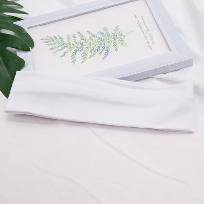 Elastic Cotton HairBand Fashion Headbands for Women Men Solid Running Fitness Yoga Hair Bands Stretch Makeup Hair Accessories WHITE