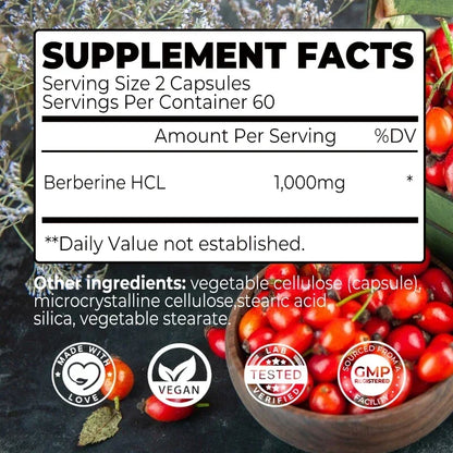 Berberine Extract 1000 Mg - Supports Gastrointestinal and Overall Health with Antioxidant Benefits Supplement