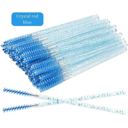 50pcs Grafted eyelashes Single color disposable eyelash brush Spiral eye Makeup Eyelash curler makeup brush cosmetic tools C502-Blue 50pcs