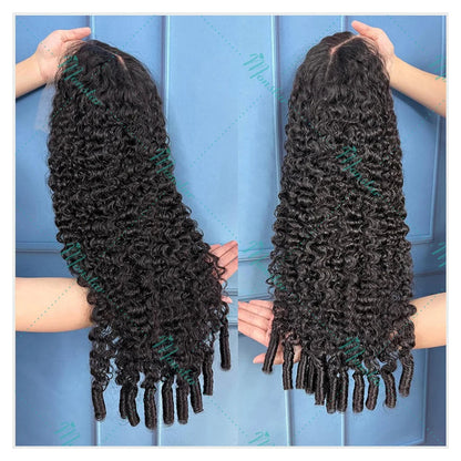 300% Density Burmese Curly Human Hair Wigs 13x4 13x6 HD Full Lace Frontal Wig 100% Human Hair Wigs with Spiral End Natural Black Badiee Stylez