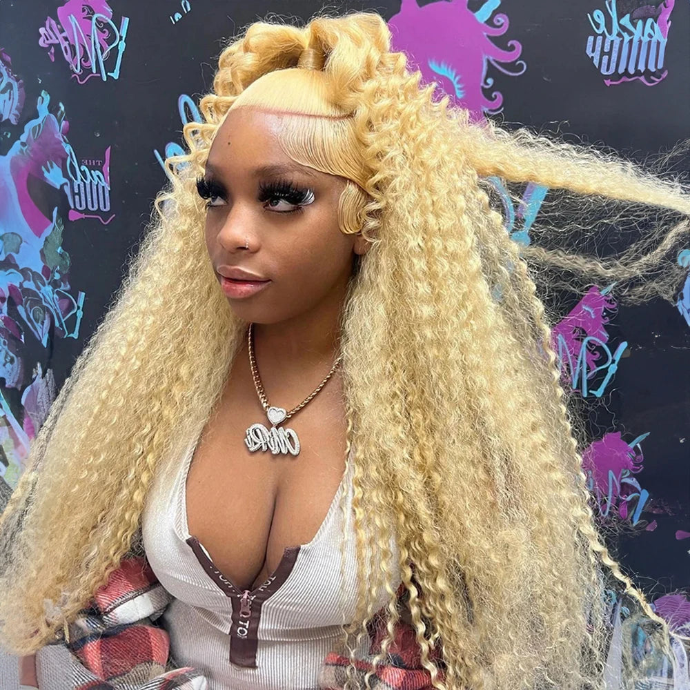 Deep Wave 13x6 HD Lace Frontal Human Hair Wig 30 40 Inch Curly 613 Honey Blonde Water Wave 13x4 Lace Front Wigs For Women 250% Badiee Stylez