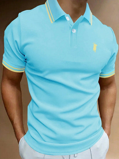 Men's Fashion Polo Shirt - Stylish Print, Lapel Button, Short Sleeve, Business Casual, Perfect for Golf and Everyday Wear