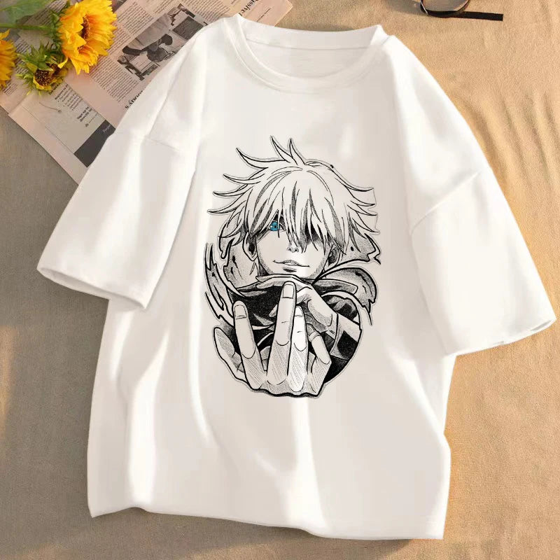 Jujutsu Kaisen Anime T-shirt Unisex Pattern T-shirt Summer Short-sleeved Casual Cute Cartoon Tops Gojo Sato Tadayoshi Streetwear