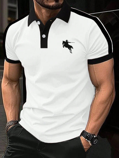 Men's Fashion Polo Shirt - Stylish Print, Lapel Button, Short Sleeve, Business Casual, Perfect for Golf and Everyday Wear
