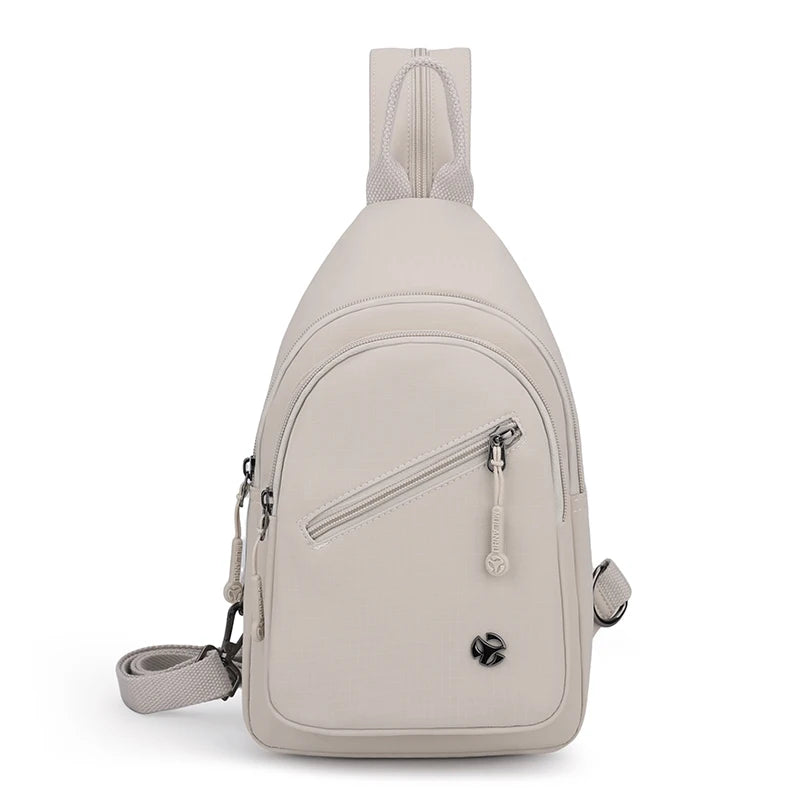 Waterproof Nylon Women Chest Shoulder Bags for Female Crossbody Sac Ladies Crossbody Bags Lightweight Girls Messenger Travel Bag Naiyou White