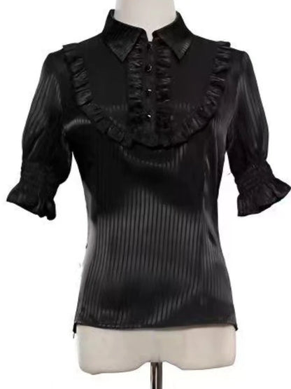 Japanese Kawaii Lolita Lace Patchwork Women Blouses 2025 Summer Harajuku Single Breasted Sweet Shirts Girly JK Bow Tops & Tees 42422