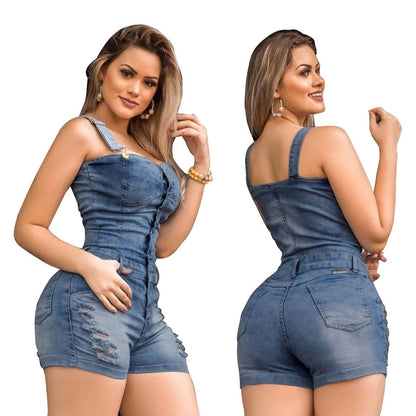 Womens' Jumpsuits Cropped Pants Fit Sleeveless Overalls Casual Streetwear Denim Pants For Womens Hole Jumpsuits Summer Shorts Badiee Stylez