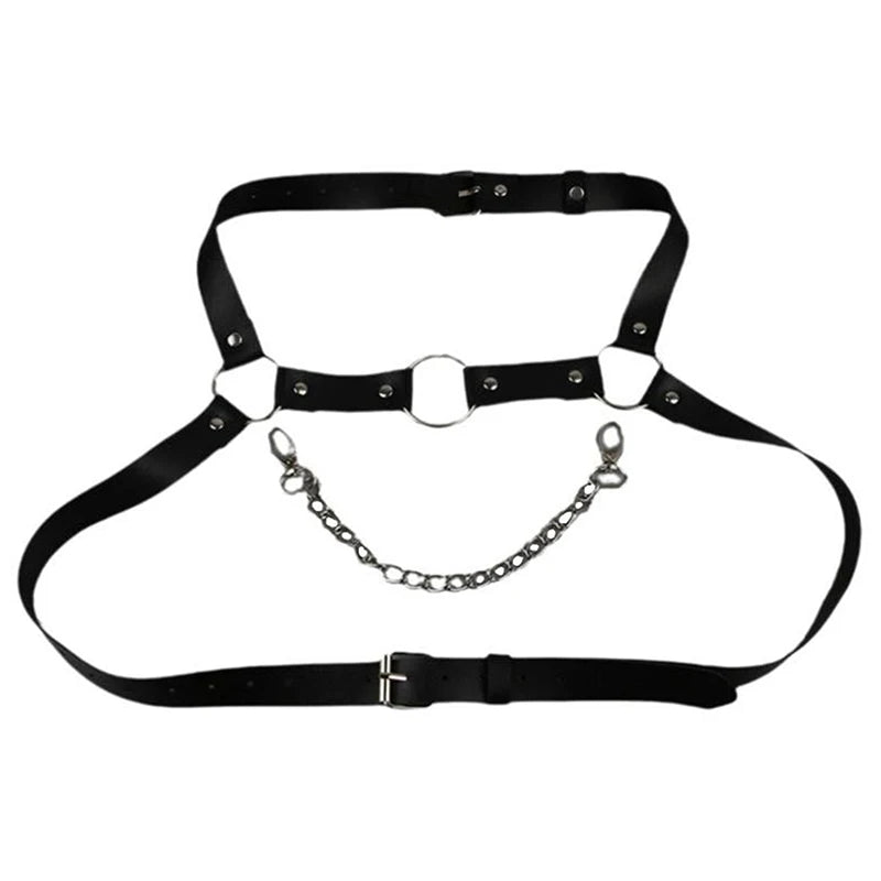 Trendy Men's Leather Harness Straps Chest Straps Men's Pu Leather Costume Belt Adjustable Body Corset Straps Shoulder Badiee Stylez
