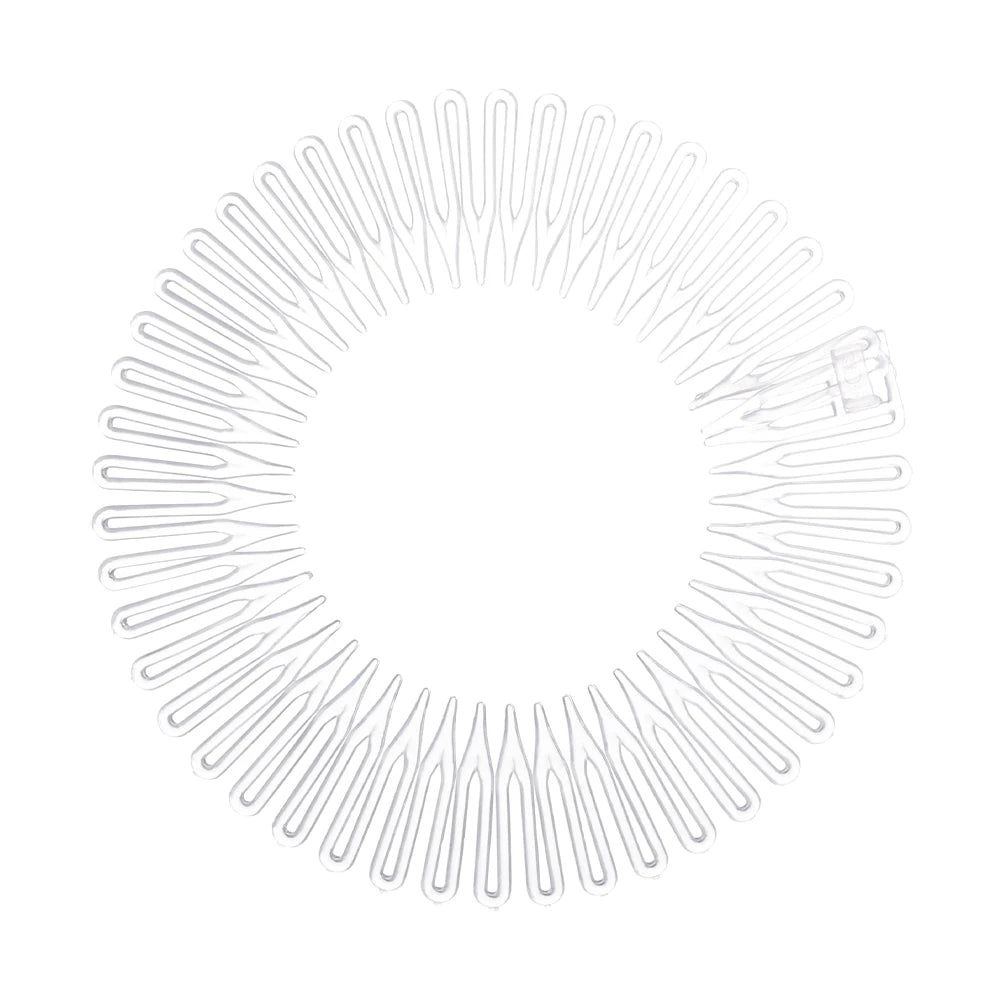 Rhinestone Plastic Full Circle Stretch Diamond Flexible Comb Women Girl Flexible Plastic Circle Teeth Hair Accessories Wholesale white