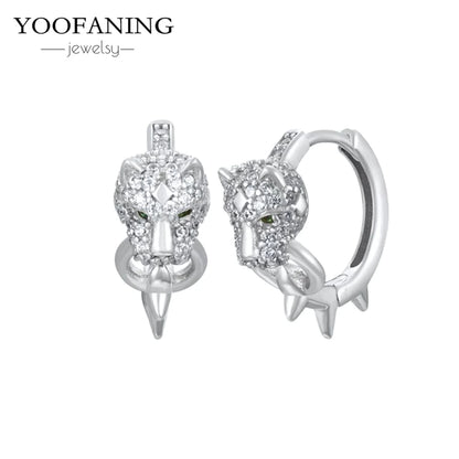 925 Sterling Silver Ear Needle Exquisite Luxury Hoop Earrings Unique Leopard Pendant Animal Design Women's Earrings Jewelry Gift LN0694-2