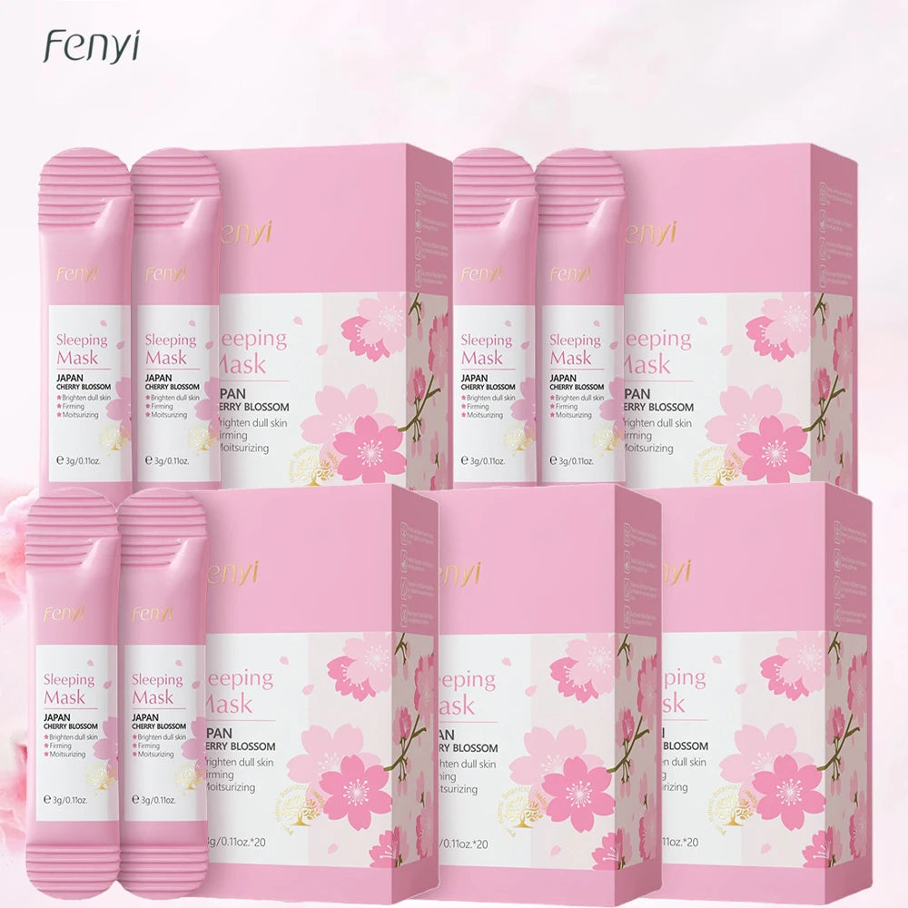 100pcs Sakura Moisturizing Sleeping Masks Travel Night Cream Facial Nourishing Improve Roughness & Dryness Skin Care Products