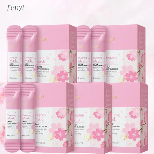 100pcs Sakura Moisturizing Sleeping Masks Travel Night Cream Facial Nourishing Improve Roughness & Dryness Skin Care Products