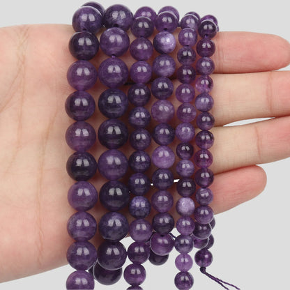 Natural Amethyst Stone Beads 6/8/10mm Round Shape Crystal Loose Spacer Beads For Jewelry Making Diy Bracelet Necklace 15inch
