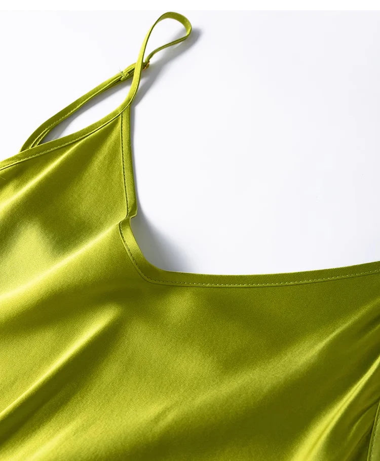 SuyaDream Woman Long Dress, 100%Real Silk, V Neck, Solid Spaghetti Strap Dresses, 2025 Elegant Chic Clothes Badiee Stylez