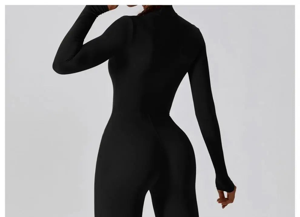 One-piece Sports Training Jumpsuit Women's Long Sleeve Tight Hip-highlighting Bodysuit Gym Clothing Sexy Dance Exercise Tights Badiee Stylez