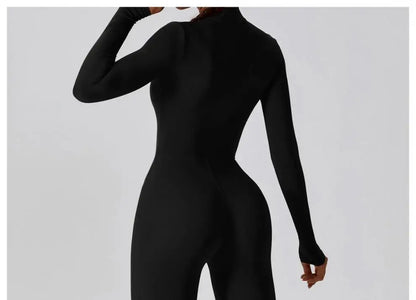 One-piece Sports Training Jumpsuit Women's Long Sleeve Tight Hip-highlighting Bodysuit Gym Clothing Sexy Dance Exercise Tights Badiee Stylez