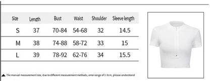 Women's Clothing New Stand-Up Collar Zipper Short-Sleeved T-Shirt Girls Chest Revealing Navel Slim Tight Sexy Comfortable Sports