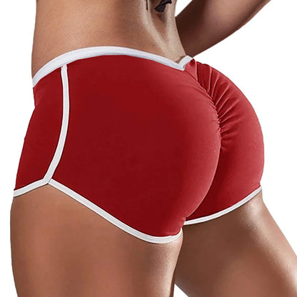 Women Summer Sports Fitness Skinny Slim Shorts Causal Yoga Shorts Shorts Low Waist Stretchy Gym Clothing Short Pants wine red