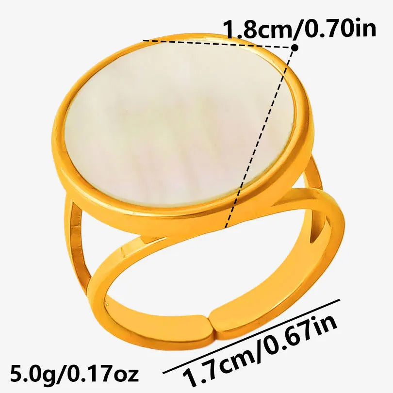 Sea Jewelry Shell Leaf Geometric Round Stainless Steel Rings For Women Men Accessories Open Adjustable Ring Beach Holiday Bagues