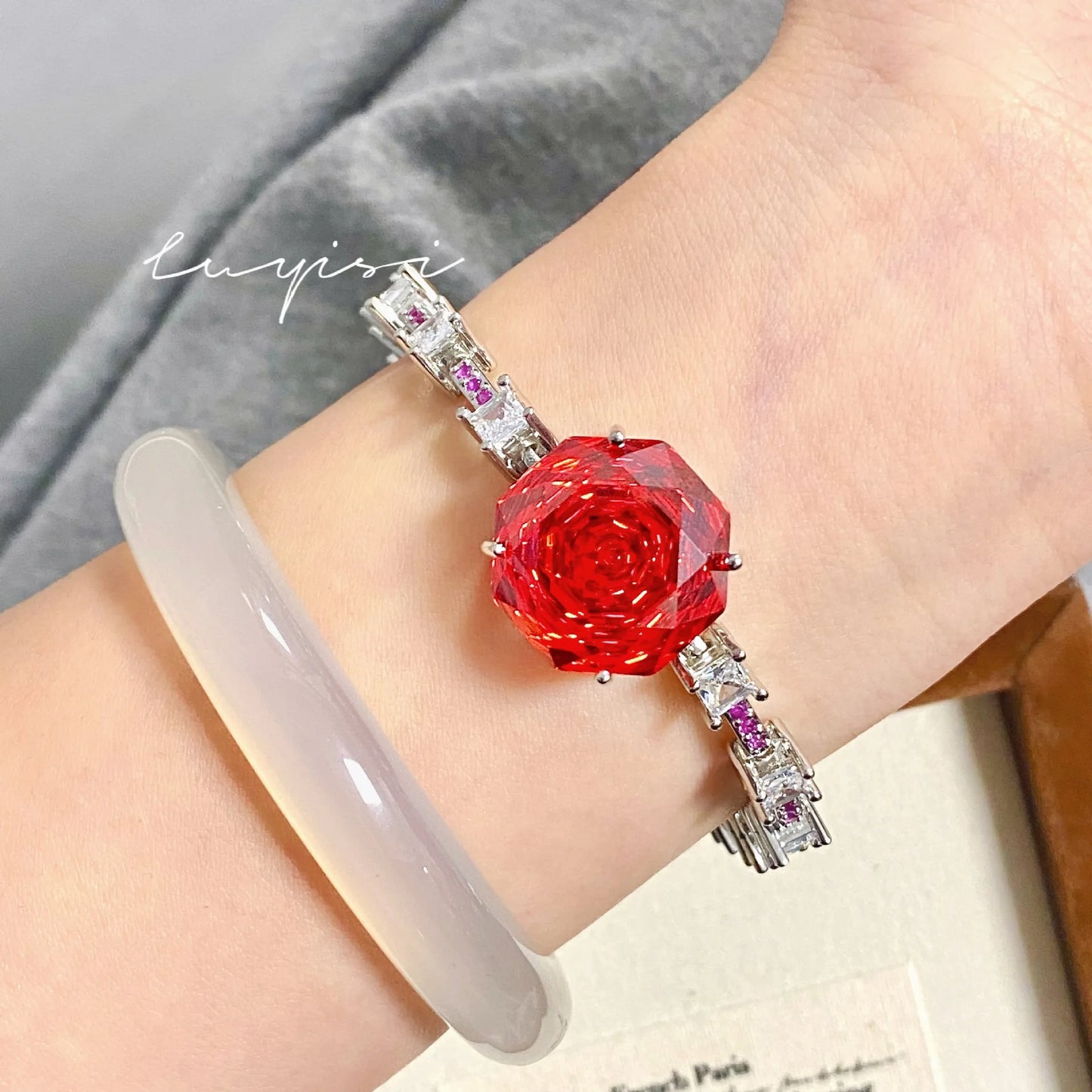 High Quality Rose Purple Pink Crystal Zircon Jewelry Set Necklace for Women Earrings Ring Bracelet Wedding Banquet Party Holiday Badiee Stylez