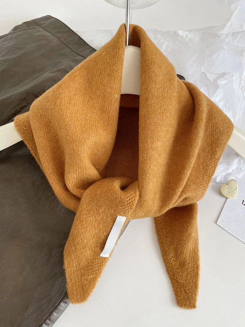 British Korean Style Niche Wool Knitted Triangular Scarf Women Headscarf Knitted Scarf Multi-functional Warm Knitted Scarf Badiee Stylez