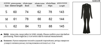 Sexy Women's Jumpsuits Autumn Black Backless Long Sleeve Bodycon Rompers Fashion Streetwear Flare Pants Casual Slim Jumpsuits Badiee Stylez