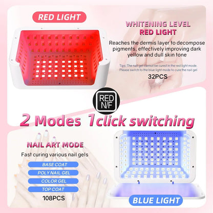 480W Big Space UV LED Nail Lamp For Manicure Lamp Drying Gel Nail Polish 140LEDS Nail Dryer With LCD Screens Salon Tools
