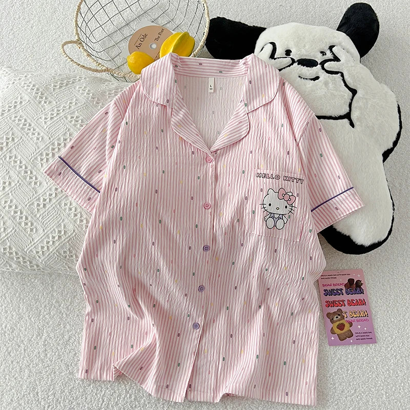 Summer Hello Kitty pajamas three-piece comfortable casual cartoon loungewear