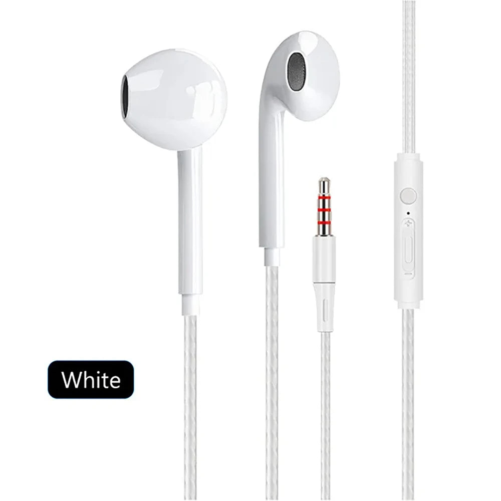 Type C Wired Earphones In Ear Headset Game 3.5mm Wired Headphones with Microphone Bass Stereo Earbuds In-line Control For Phones 3.5mm White