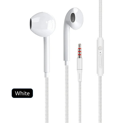 Type C Wired Earphones In Ear Headset Game 3.5mm Wired Headphones with Microphone Bass Stereo Earbuds In-line Control For Phones 3.5mm White