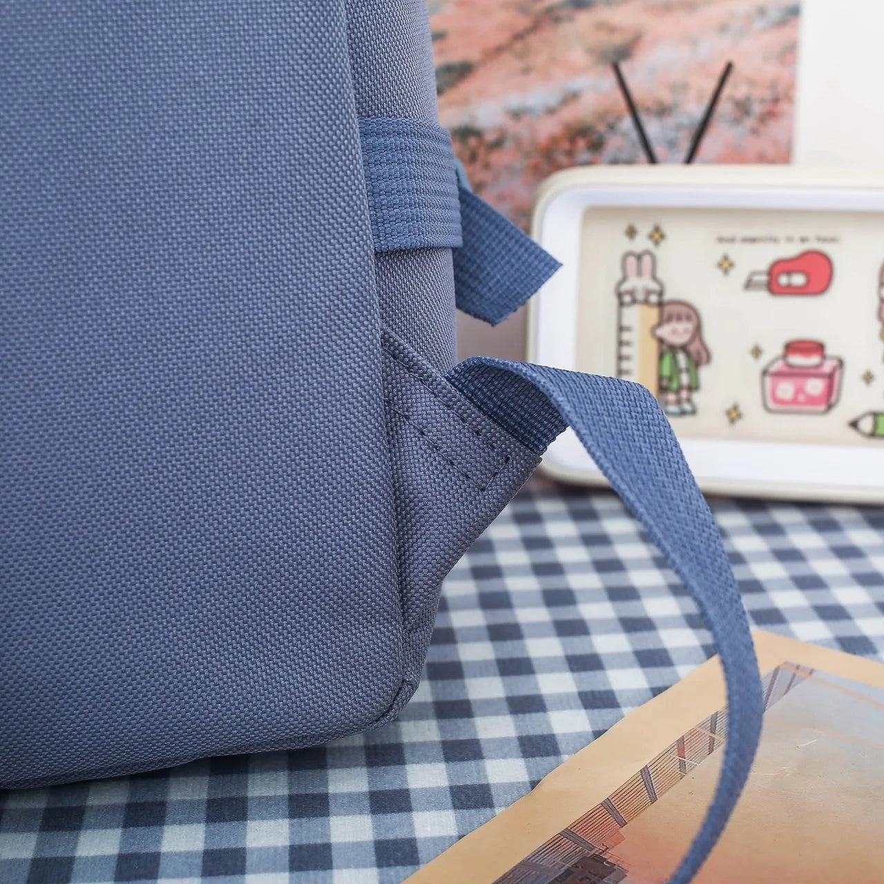 Four Piece Set of Student Backpack for Women in Korean Version Casual Canvas High School Campus with Large Capacity