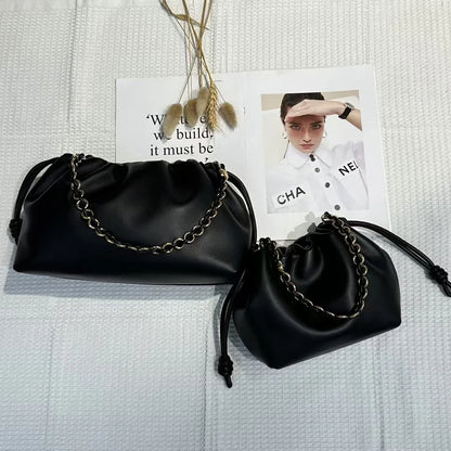 Brand Design Fashion High-grade Texture Leather Cloud Bag Luxury Ladies High Quality Cowhide Shoulder Crossbody Bags For Women Black