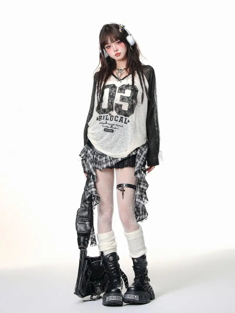 Retro Harajuku Gothic Style Leather Splicing Short Skirt for Women Y2K Lace Hem Mini Pleated Skirt Autumn Street Cool Girl