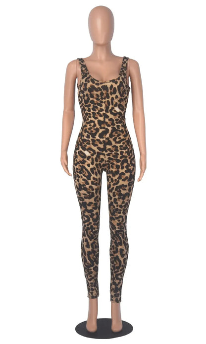 New Serpentine Leopard Print Y2k One Pieces Sleeveless Jumpsuit Fashion Clothes For Women Sexy Night Club Outfits Badiee Stylez