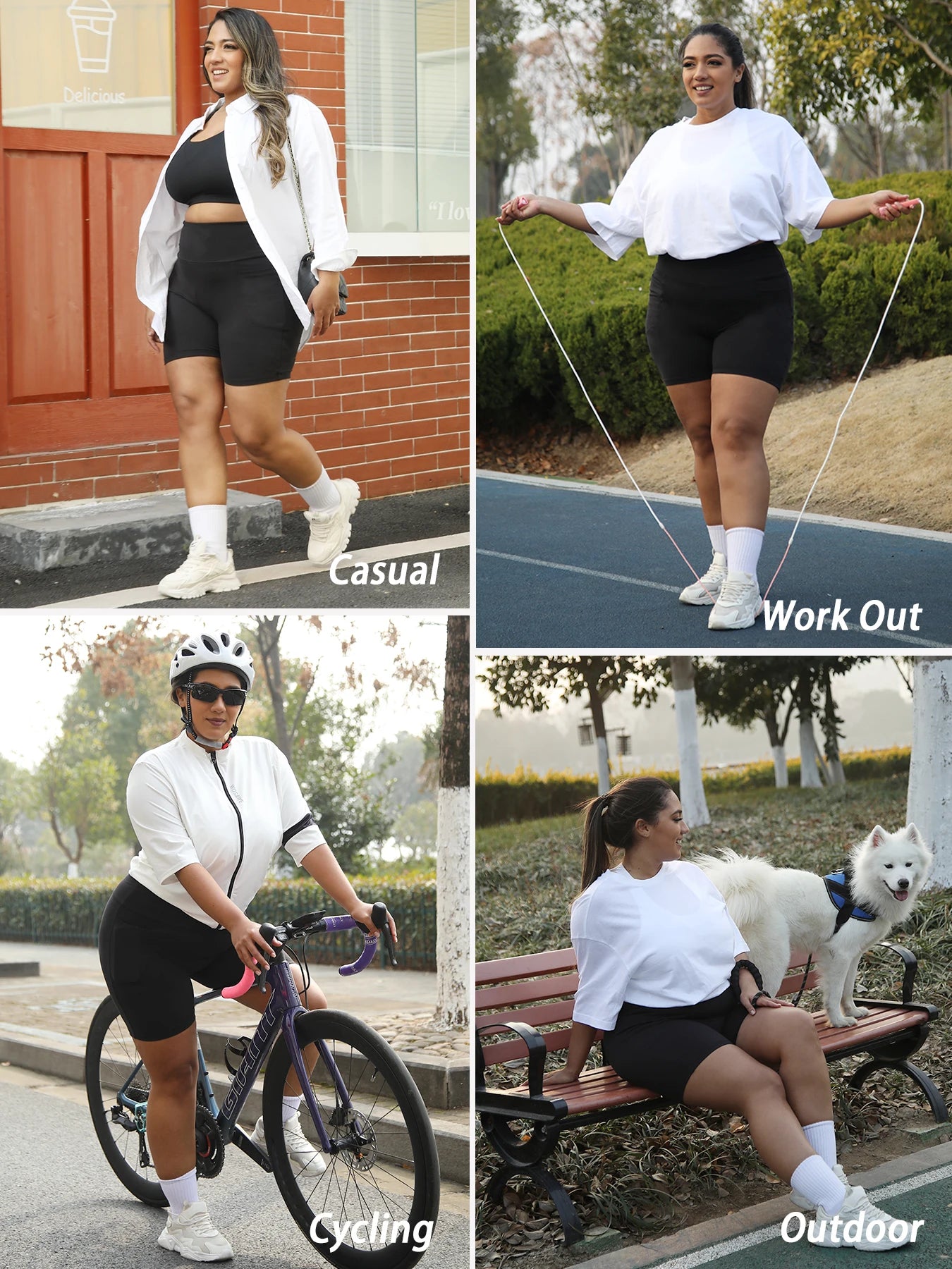 Plus Size High Waisted Biker Shorts For Women With Pockets Super Soft Tummy Control No See Through Workout Running Yoga Badiee Stylez