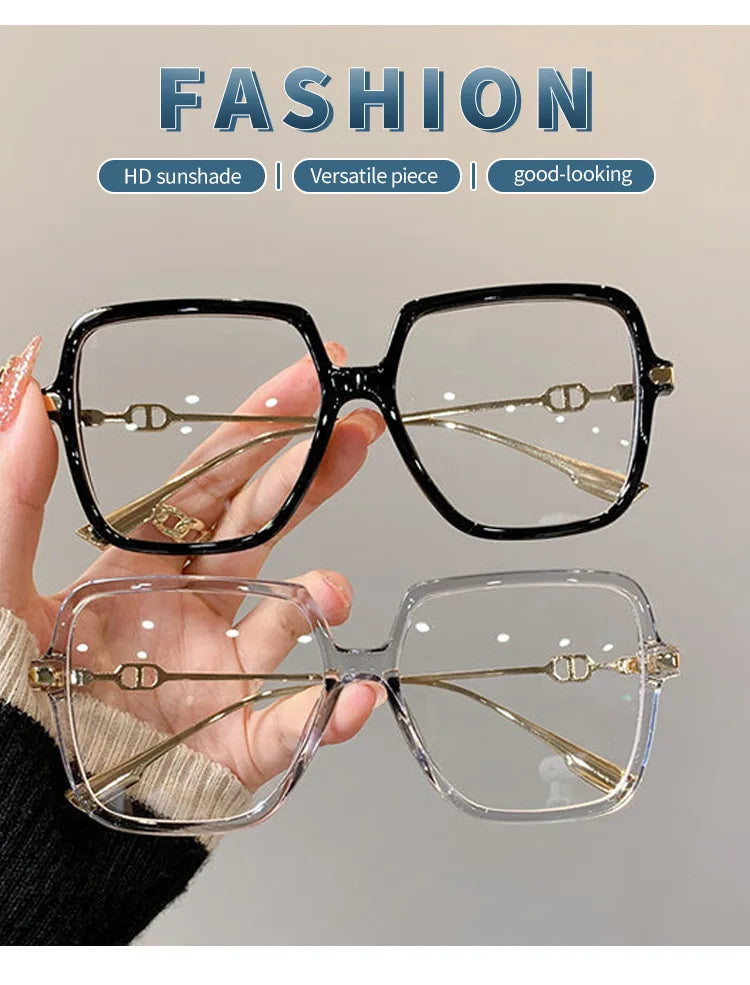 Fashion Oversized Square Eyewear Retro Womens Light Bloking Metal Frame Glasses Trend Optical Computer Eyeglasses Badiee Stylez