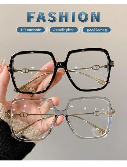 Fashion Oversized Square Eyewear Retro Womens Light Bloking Metal Frame Glasses Trend Optical Computer Eyeglasses Badiee Stylez