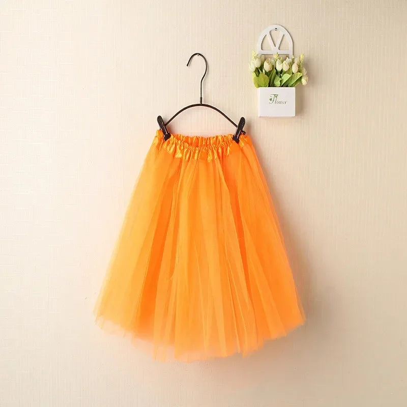Women Summer Vintage Tulle Skirt Adult Fancy Ballet Dancewear Party Costume Ball Gown Mini Skirt Orange One Size