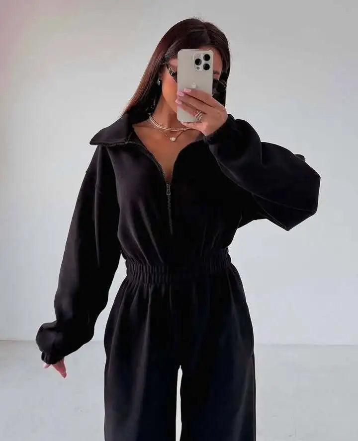 Jumpsuits Women Rompers One Piece Full Sleeve Zipper Overalls Long Pants Elastic High Waist Rompers Y2k Streetwear Jumpsuit 2025 Badiee Stylez