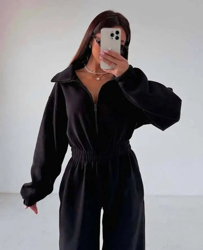 Jumpsuits Women Rompers One Piece Full Sleeve Zipper Overalls Long Pants Elastic High Waist Rompers Y2k Streetwear Jumpsuit 2025 Badiee Stylez