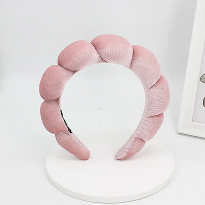 Sponge Spa Headband Velvet Washing Face Wide Padded Headband Skin Care Makeup Removal Shower for Women Girls Hair Accessories Pale Pinkish Grey