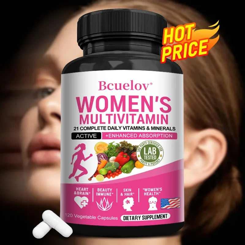 Women's Complete Vitamin Supplement for Joint Complex, Hair, Skin, Nails, Brain, Heart, Immune & Overall Health, 120 Capsules