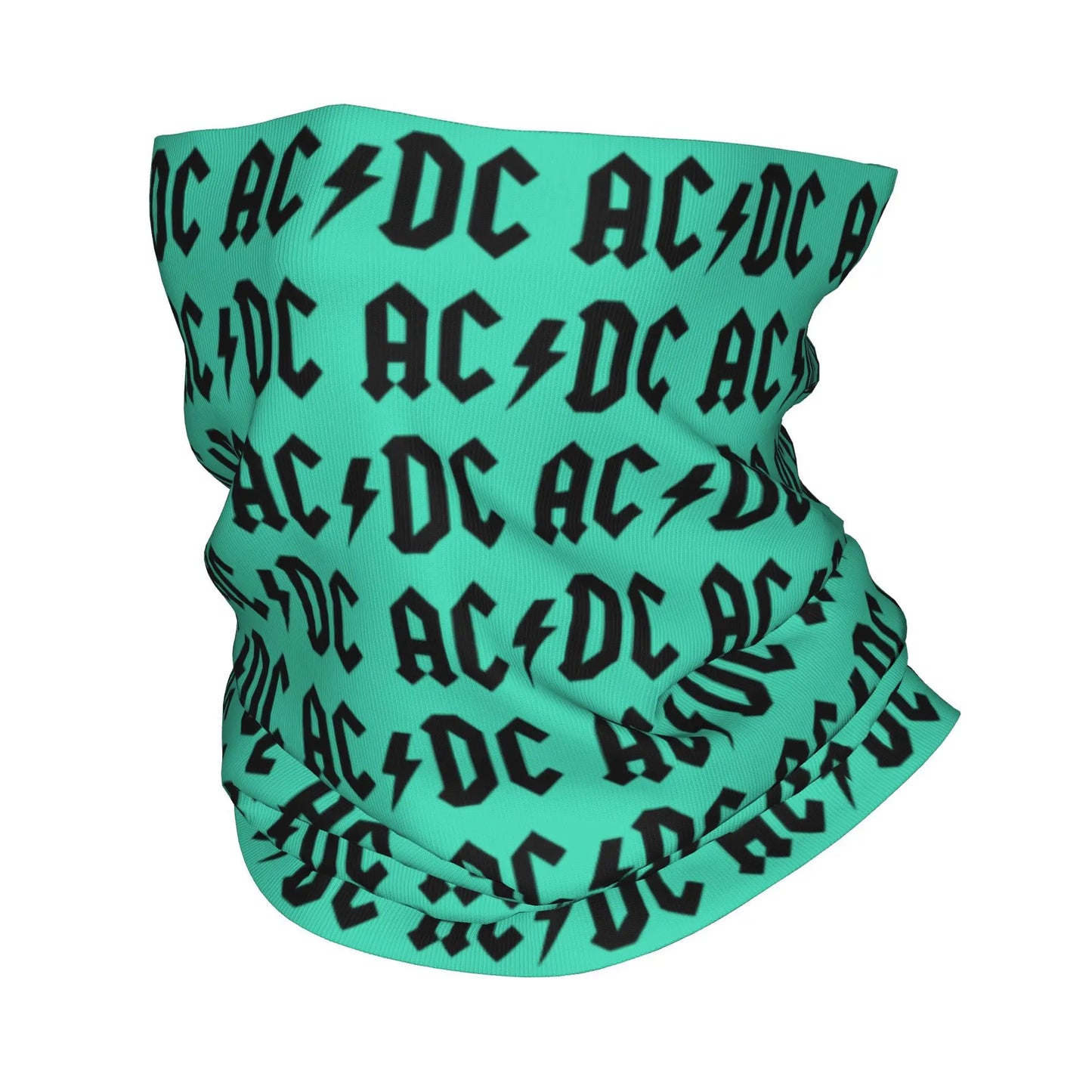 Custom Black AC DC Logo Camouflage Heavy Metal Band Bandana Neck Warmer Women Men Winter Hiking Ski Scarf Gaiter Face Cover 14 Bandana