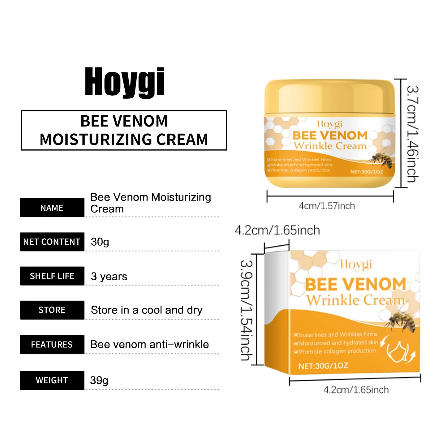 Bee Venom Face Cream Moisturizing Sagging Improvement Reduce Fine Lines Damaged Skin Repair Facial Cream Nourishing Skin Care