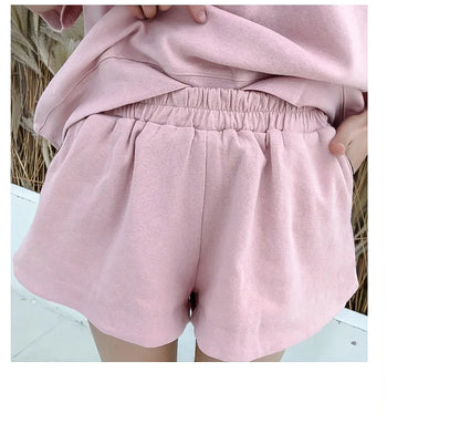 Red Two piece Cotton Women's Sportswear Set 2025 Summer New Round neck Short sleeved Top+Shorts Women Loose Casual Clothing