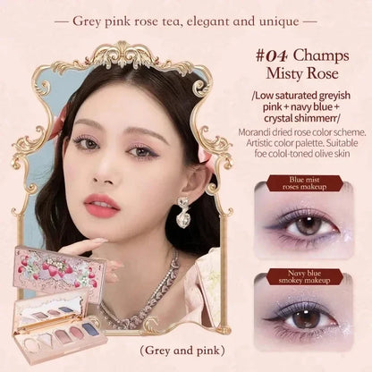 Flower Knows Moonlight Mermaid Eyeshadow Palette 8-Color Matte Shimmer Glitter Eye Makeup Cosmetics Women Beauty Eye Shadow Champs Misty Rose CHINA