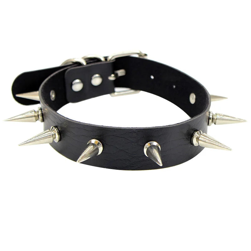 Harajuku Punk Rock Gothic Choker Necklace Women Sexy PU Leather Heart Lock Key Spike Collar Chocker Gothic Cosplay Accessories Badiee Stylez